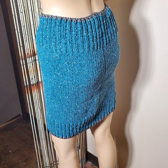 Mixit Knit Skirt - Teal & Silver Sparkle One Size - Picture 3 of 7